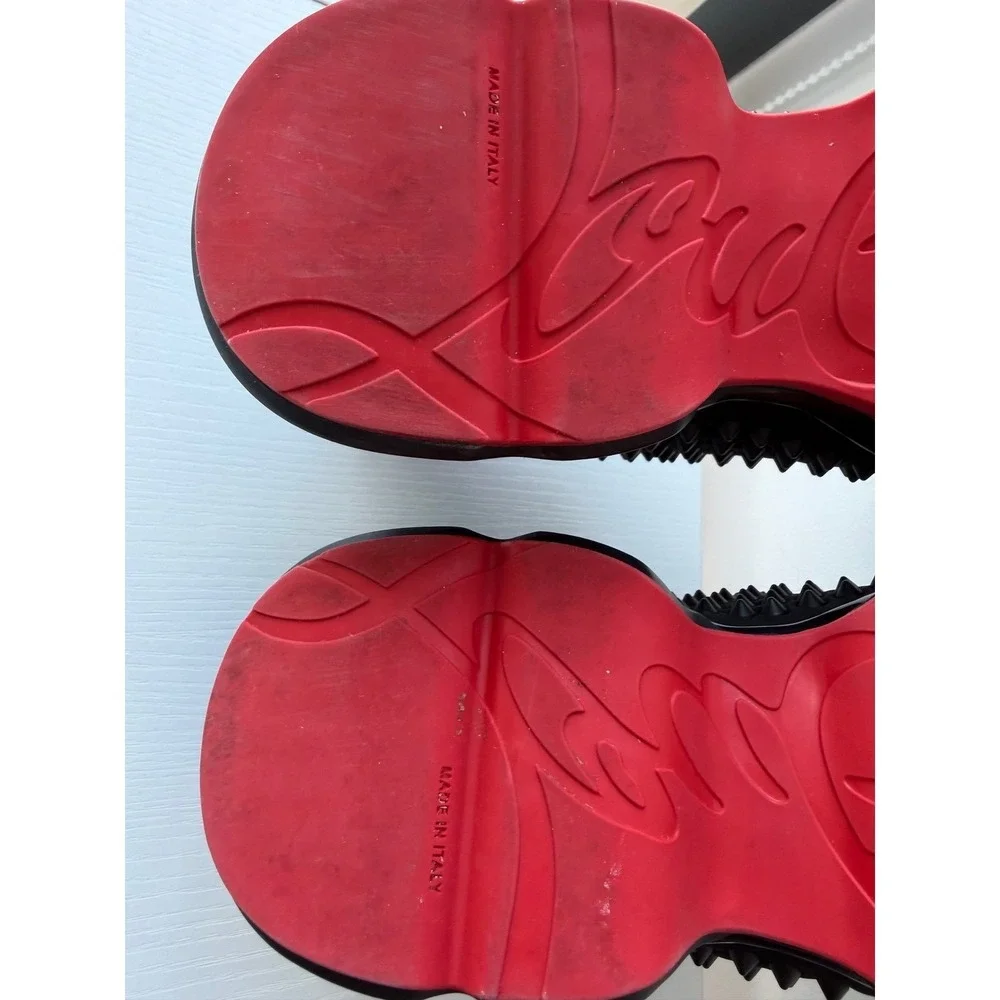 Christian Louboutin Neoprene Black Spike Sock Slip-On Sneakers Red Sole EU 38